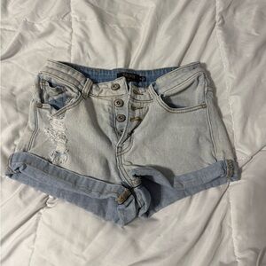 Stylish Light Blue Button-Up Jean Shorts